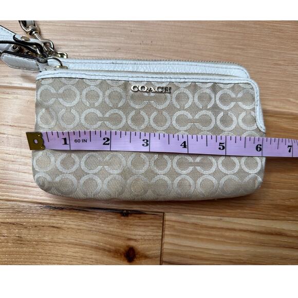 Coach: Tan Graphic Wristlet - Picture 3 of 7